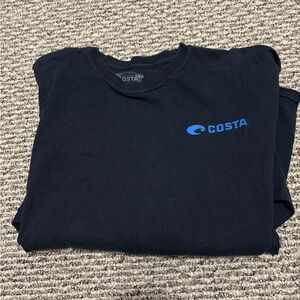Costa Men's Black Long Sleeve Tee with Blue Logo